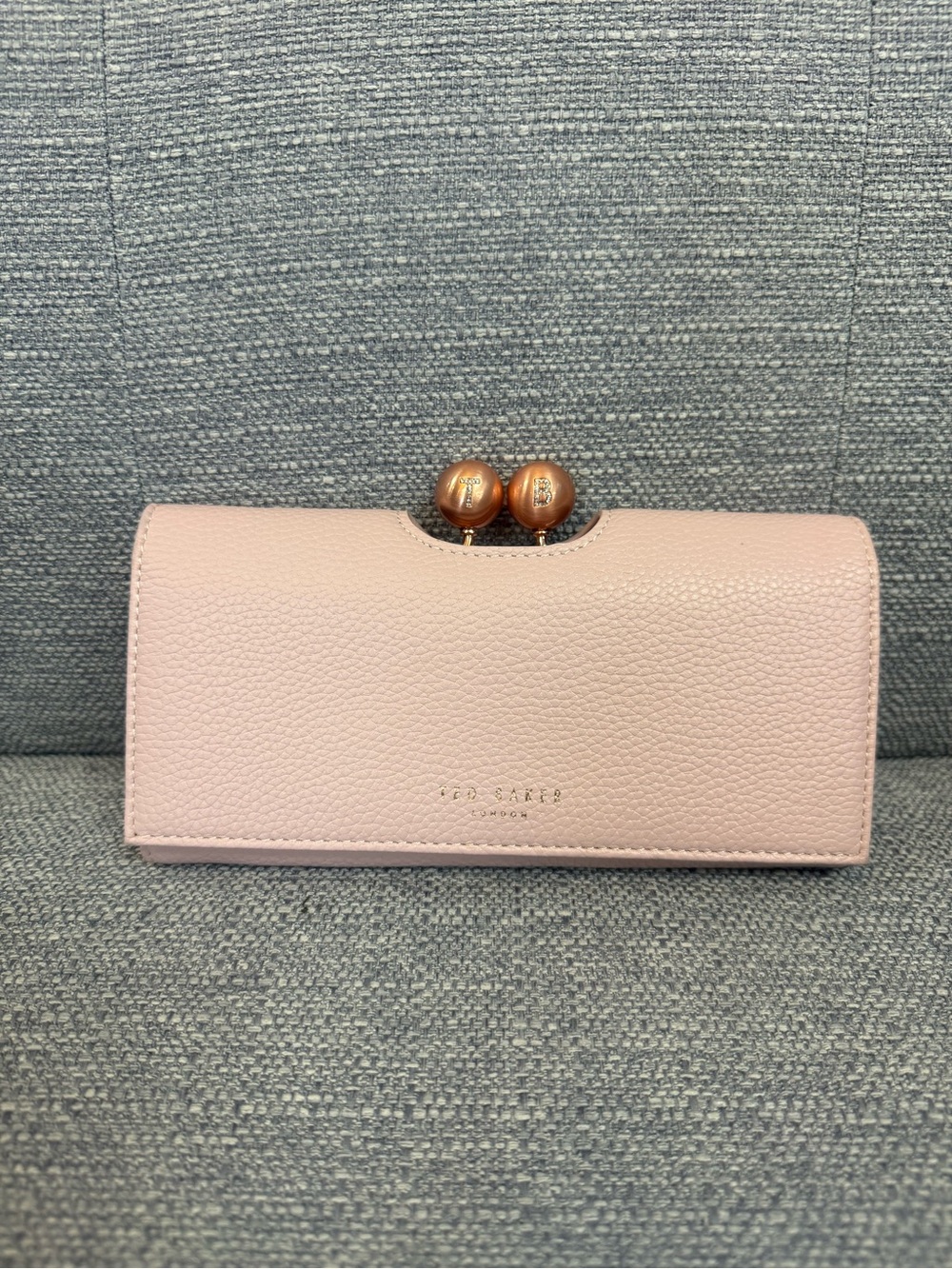 Ted Baker Blush Pink Pebbled Leather Kiss-Lock Wallet